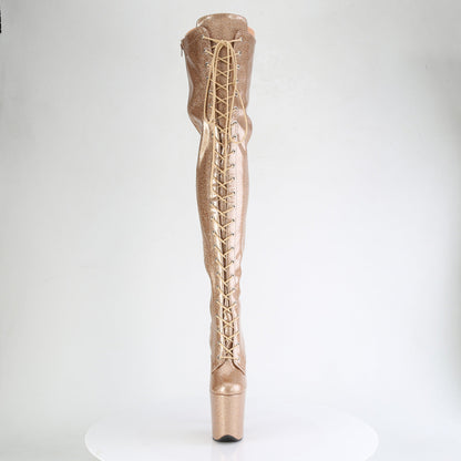 flamingo 3020gp pleaser stripper shoes gold glitter pat m