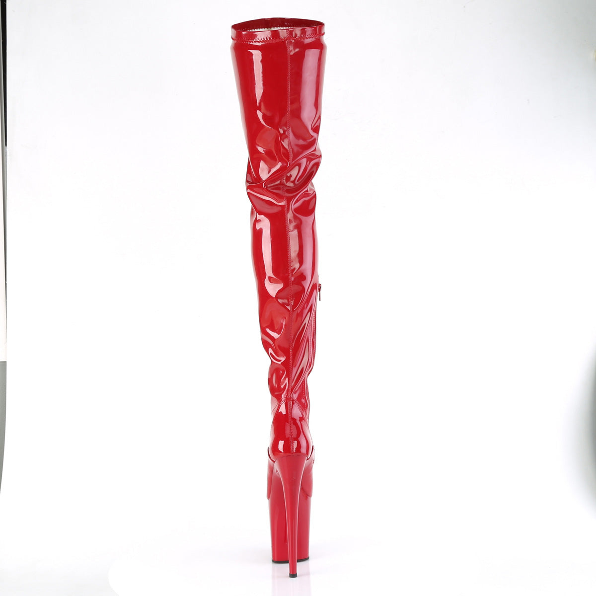 FLAMINGO-4000 Pleaser Red Stretch Patent/Red Platform Shoes [Crotch High Boots]