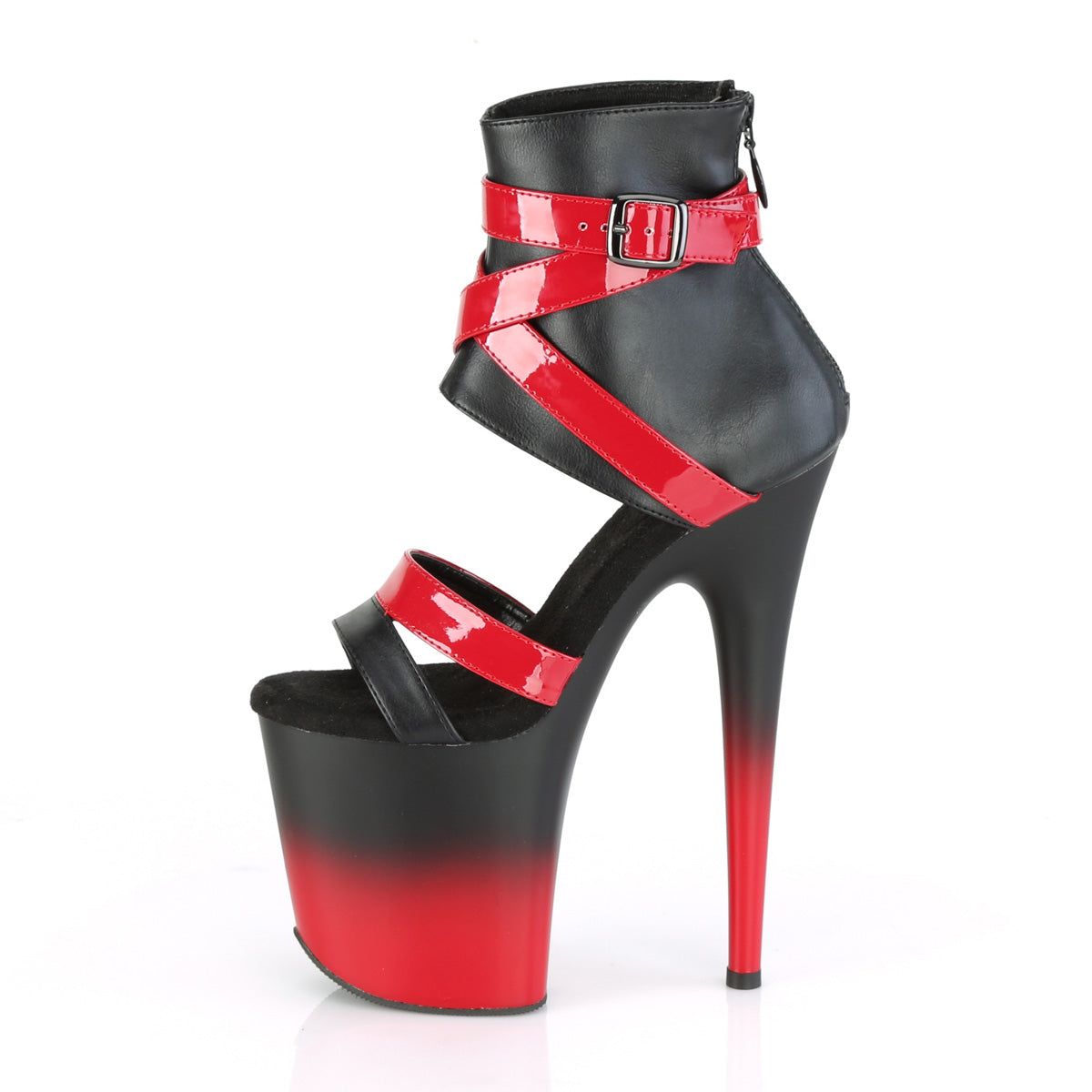 FLAMINGO-800-15 Pleaser Black Faux Leather-Red Patent/Black-Red Matte Platform Shoes [Exotic Dancing Shoes]