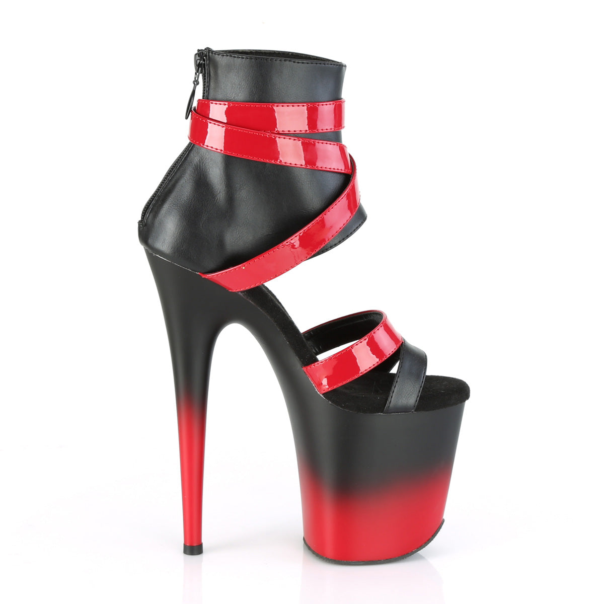 FLAMINGO-800-15 Pleaser Black Faux Leather-Red Patent/Black-Red Matte Platform Shoes [Exotic Dancing Shoes]