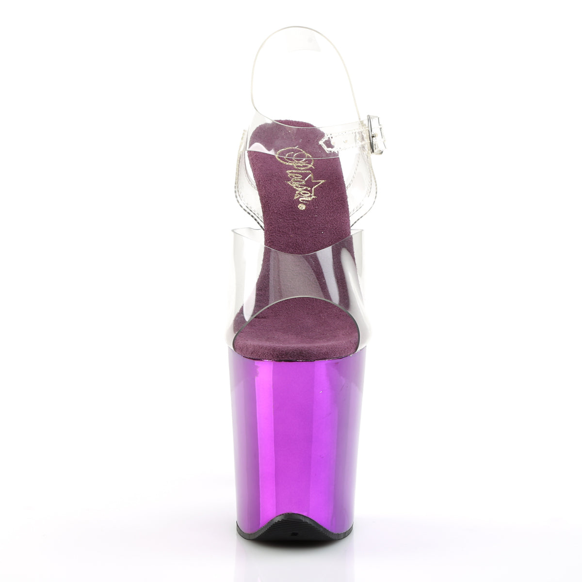 FLAMINGO-808 Pleaser Clear/Purple Chrome Platform Shoes [Exotic Dancing Shoes]