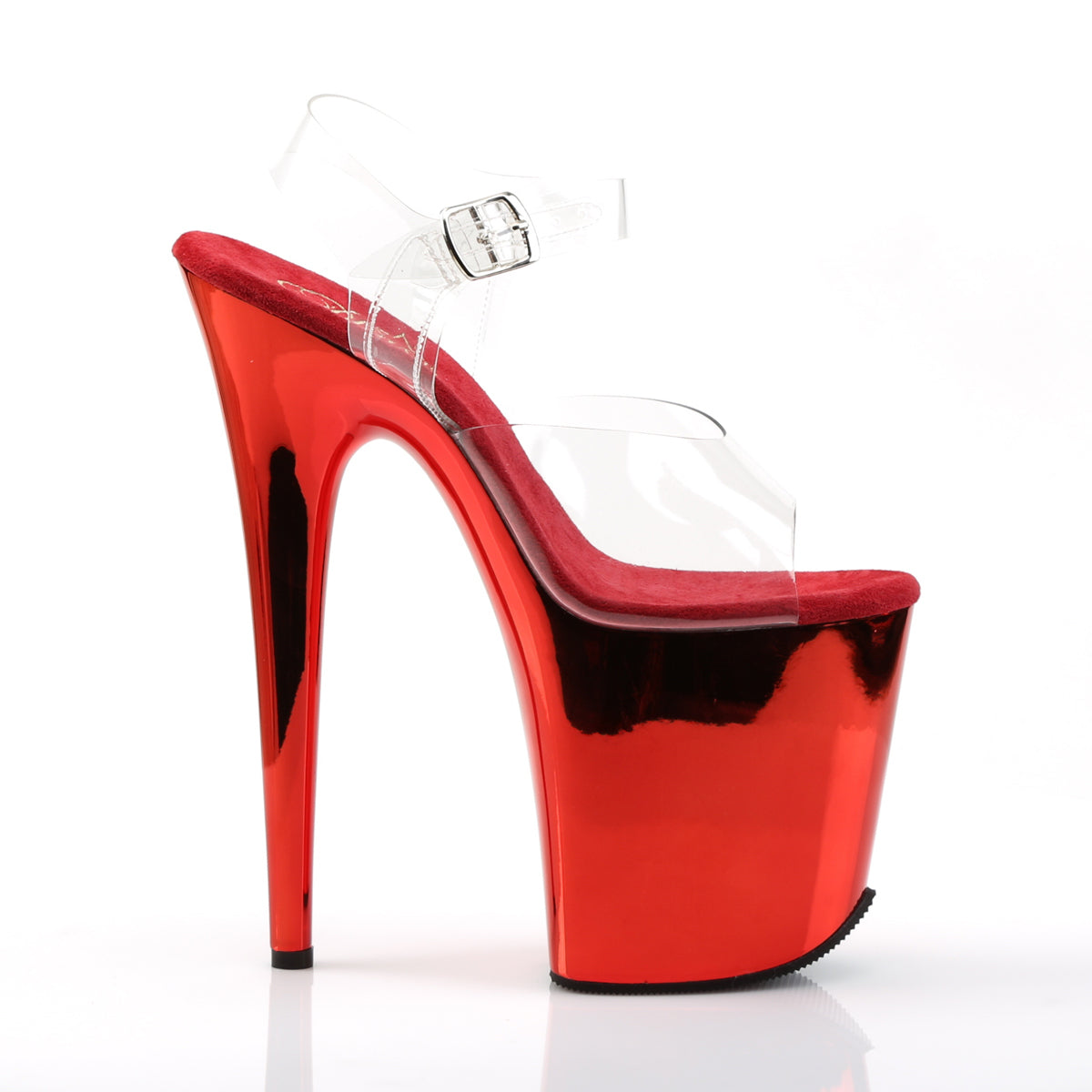 FLAMINGO-808 Pleaser Clear/Red Chrome Platform Shoes [Exotic Dancing Shoes]