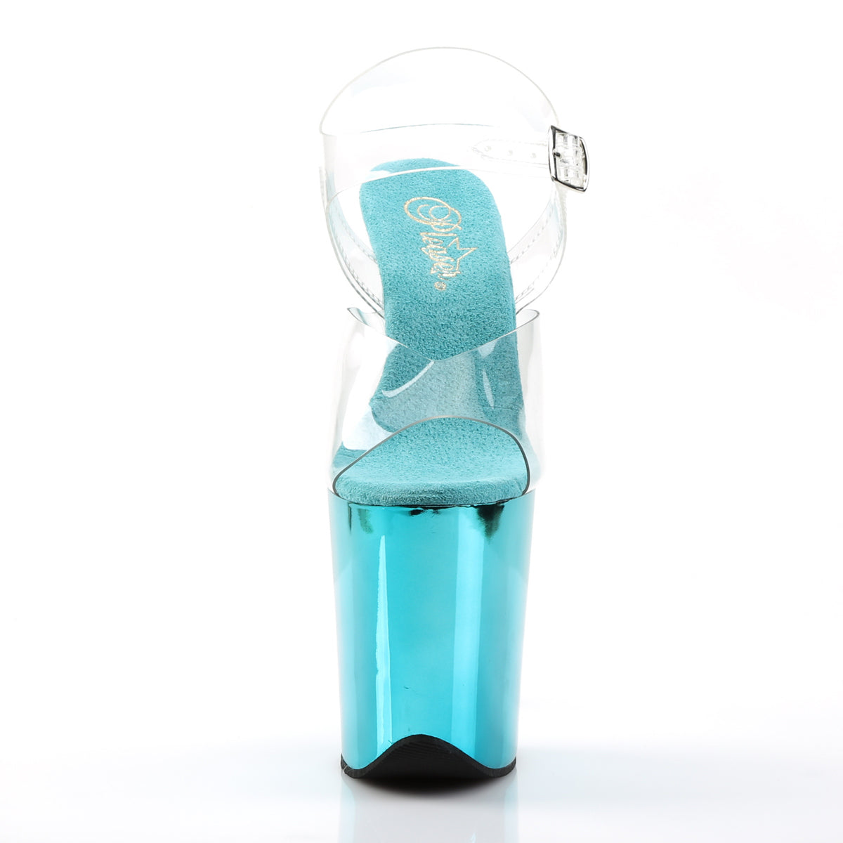 FLAMINGO-808 Pleaser Clear/Turquoise Chrome Platform Shoes [Exotic Dancing Shoes]