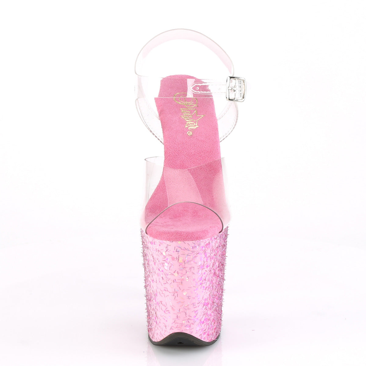 FLAMINGO-808CF Pleaser Clear/Pink Confetti Platform Shoes [Exotic Dancing Shoes]