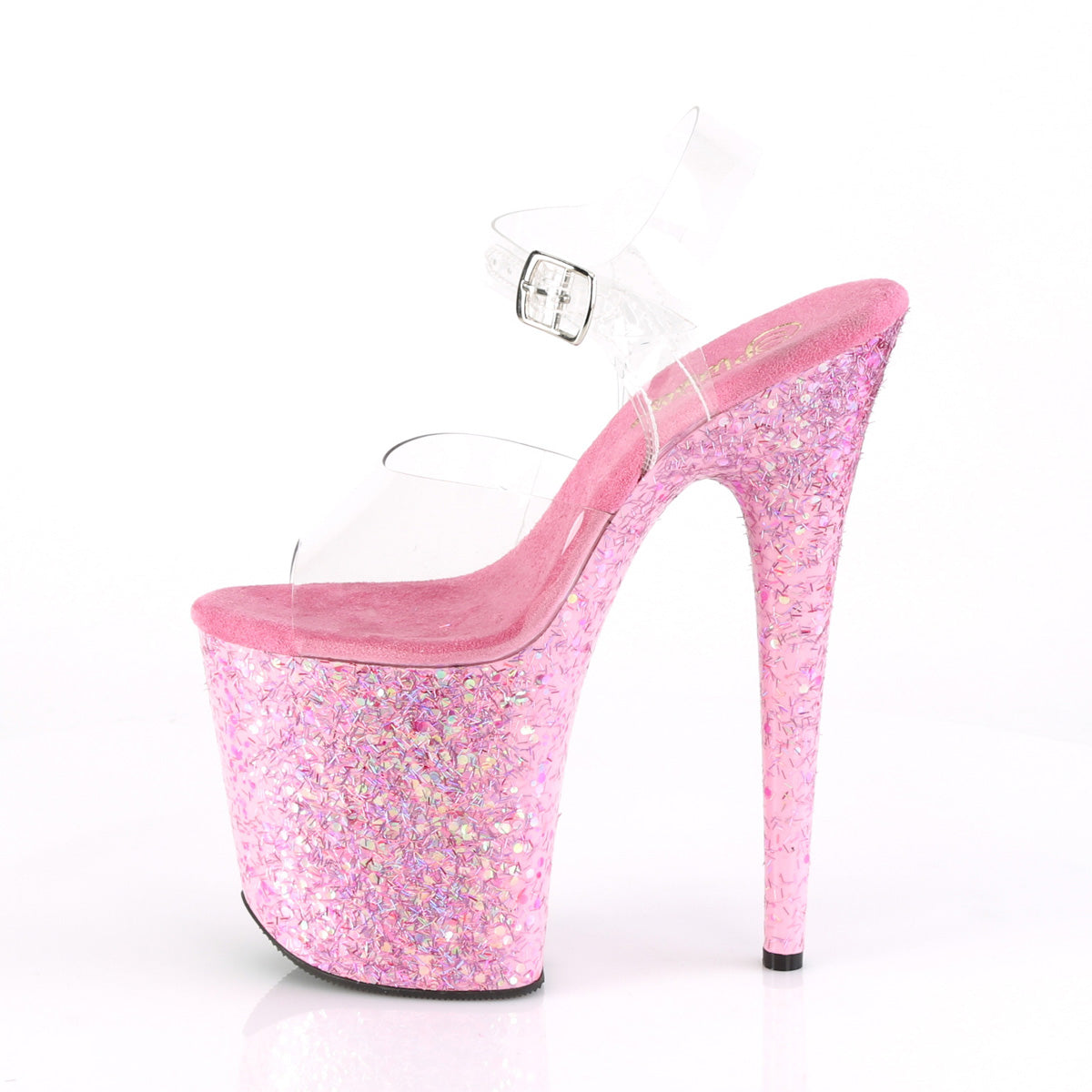 FLAMINGO-808CF Pleaser Clear/Pink Confetti Platform Shoes [Exotic Dancing Shoes]