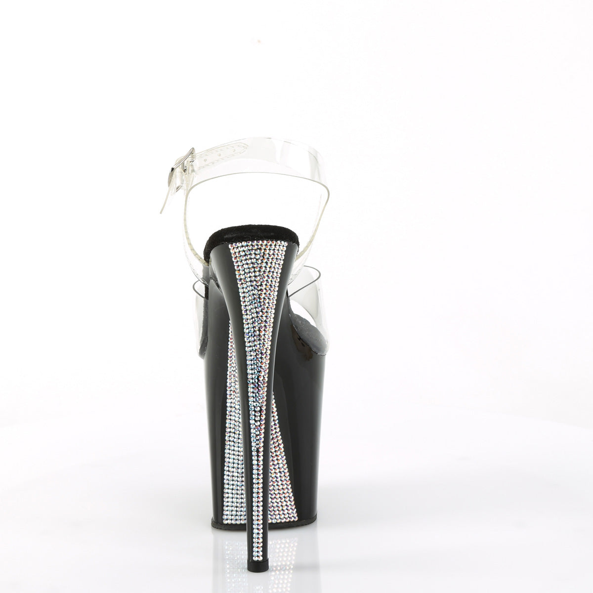 FLAMINGO-808CRS-2 Pleaser Clear/Black-Silver Rhinestones Platform Shoes [Exotic Dancing Shoes]