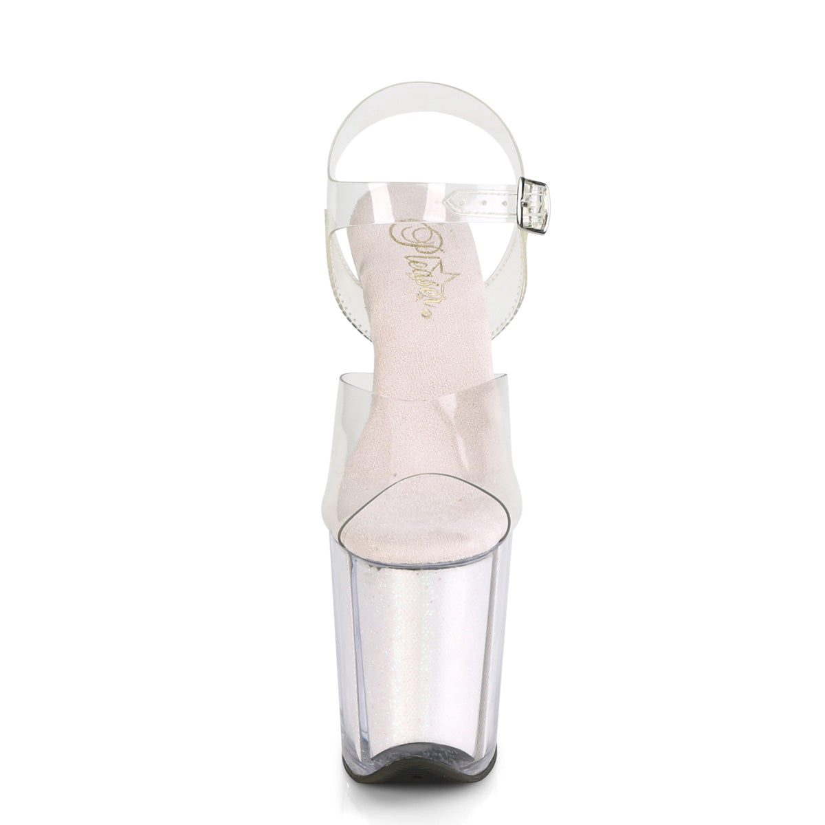 FLAMINGO-808G Pleaser Clear/Opal Glitter Inserts Platform Shoes [Exotic Dancing Shoes]