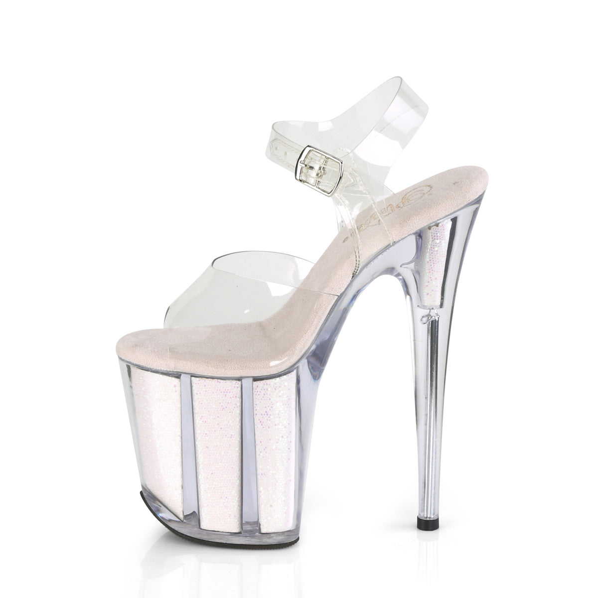 FLAMINGO-808G Pleaser Clear/Opal Glitter Inserts Platform Shoes [Exotic Dancing Shoes]