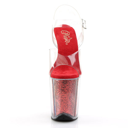 FLAMINGO-808G Pleaser Clear/Red Glitter Sexy Platform Shoes (Pole Dancing Heels)
