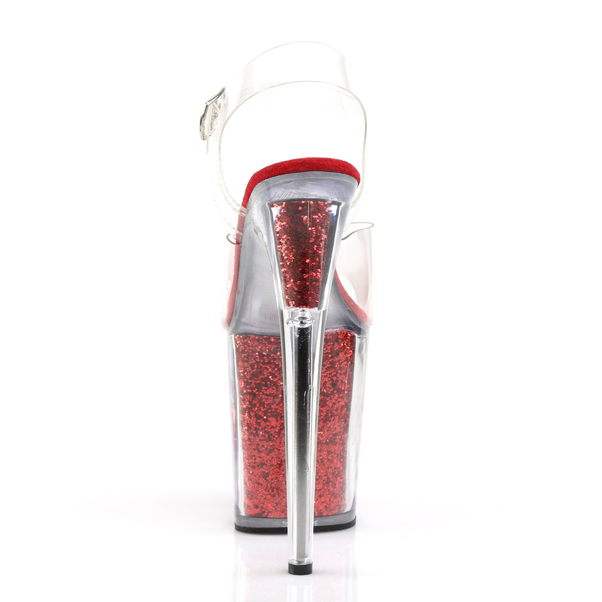 FLAMINGO-808G Pleaser Clear/Red Glitter Platform Shoes [Exotic Dancing Shoes]