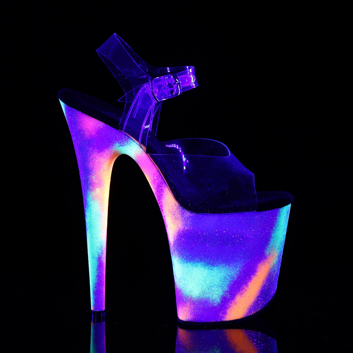 FLAMINGO-808GXY Pleaser Clear/Neon Glitter Platform Shoes [Exotic Dancing Shoes]