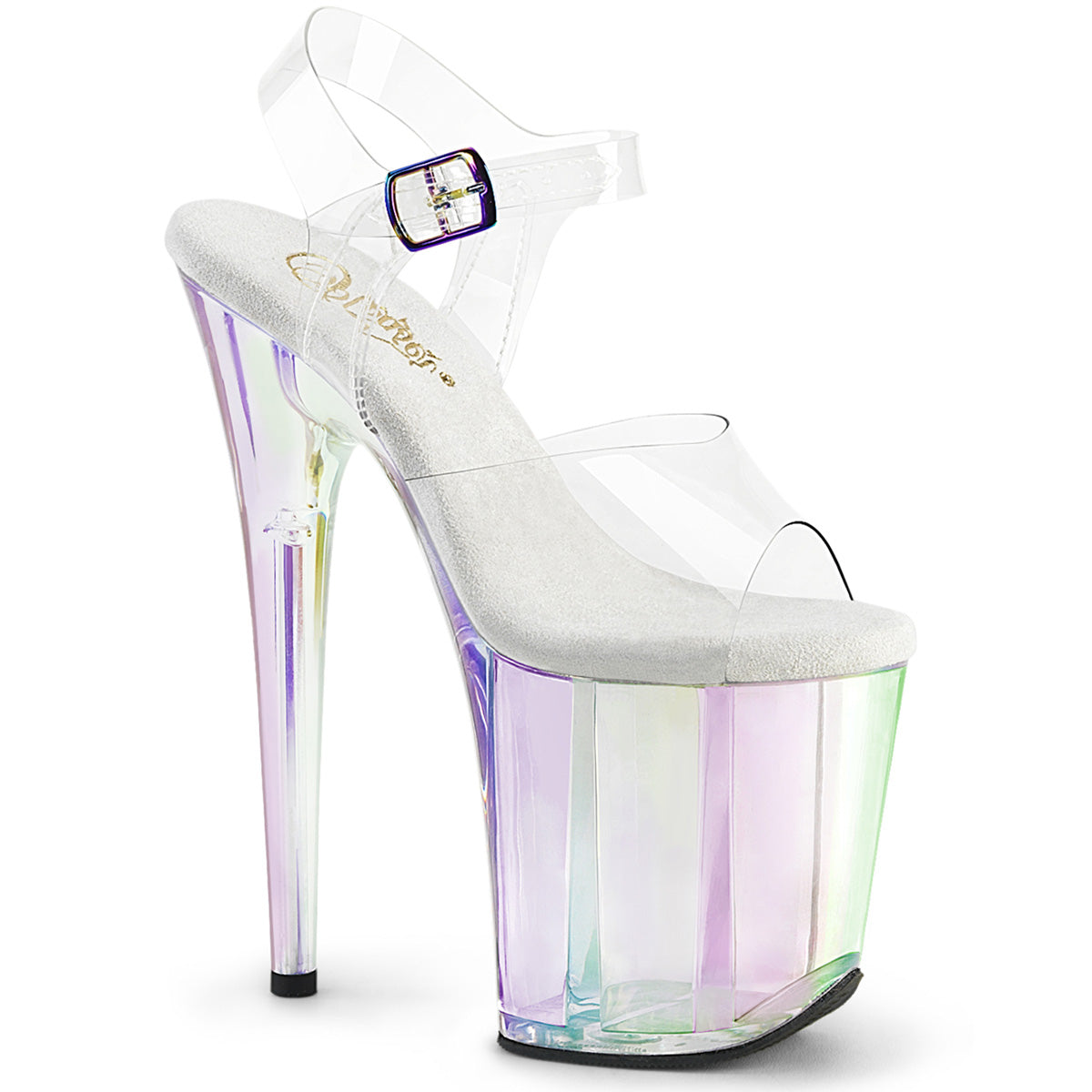 FLAMINGO-808HT Pleaser Clear/Holo Tinted Platform Shoes [Exotic Dancing Shoes]