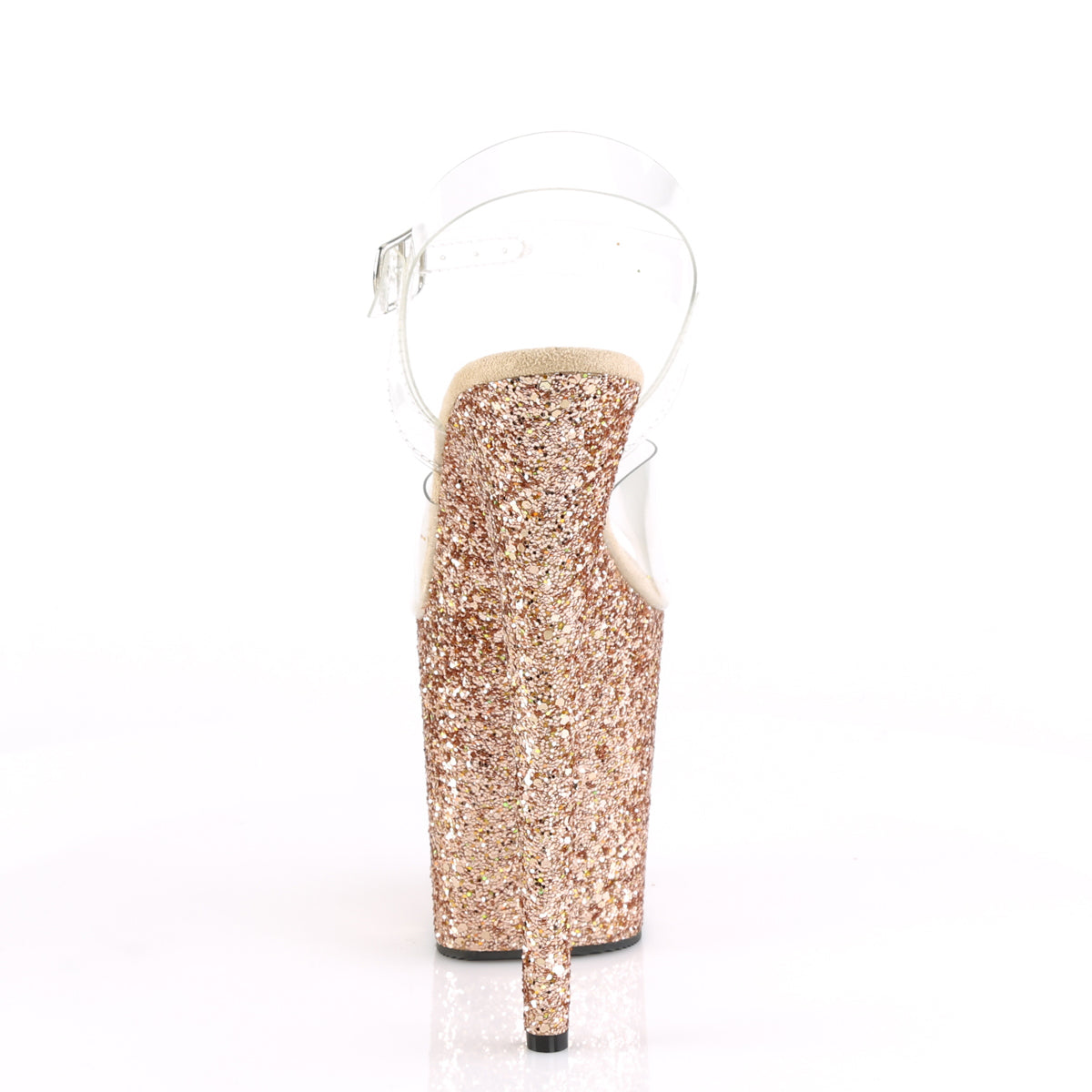 FLAMINGO-808LG Pleaser Clear/Rose Gold Multi Glitter Platform Shoes [Exotic Dancing Shoes]