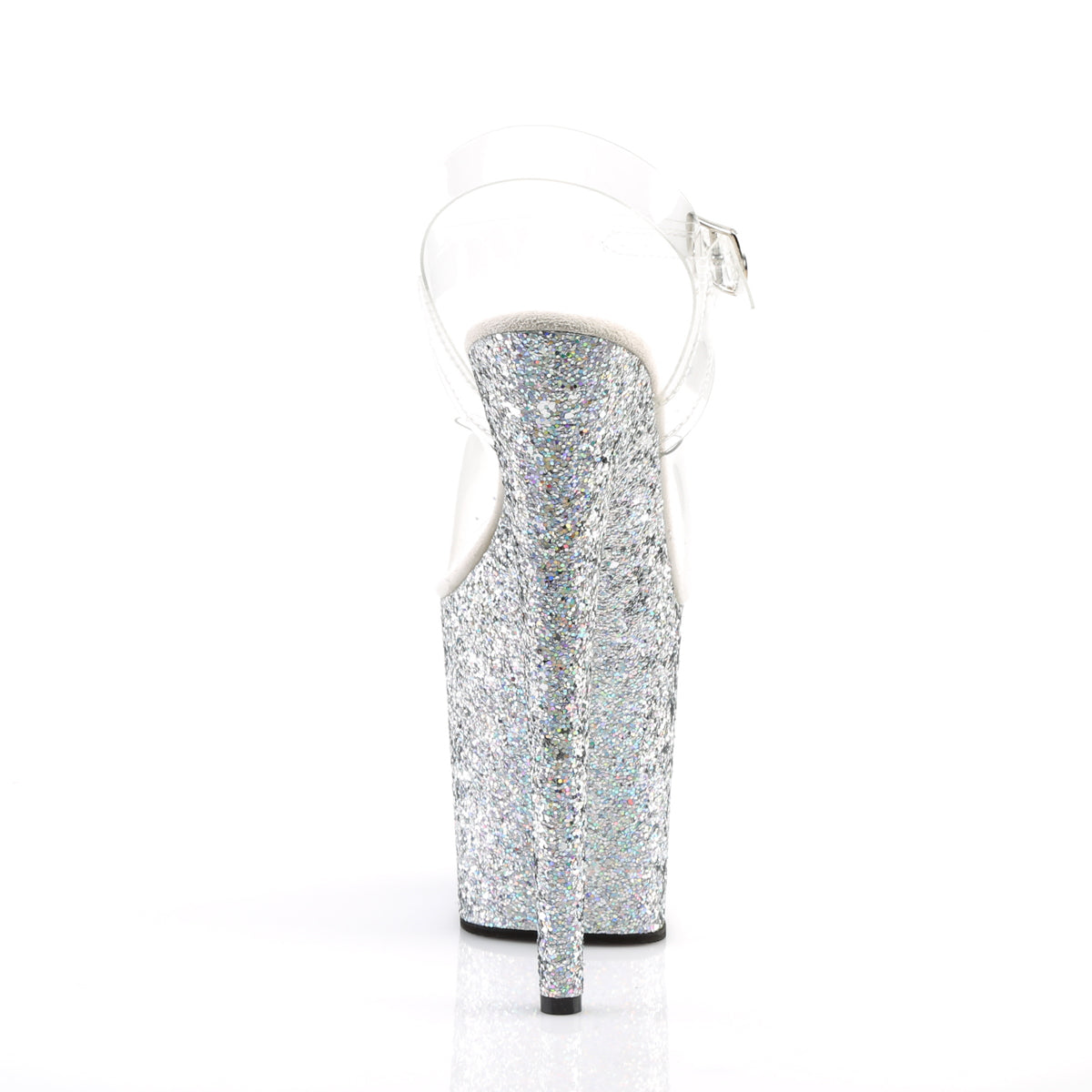 FLAMINGO-808LG Pleaser Clear/Silver Multi Glitter Platform Shoes [Exotic Dancing Shoes]
