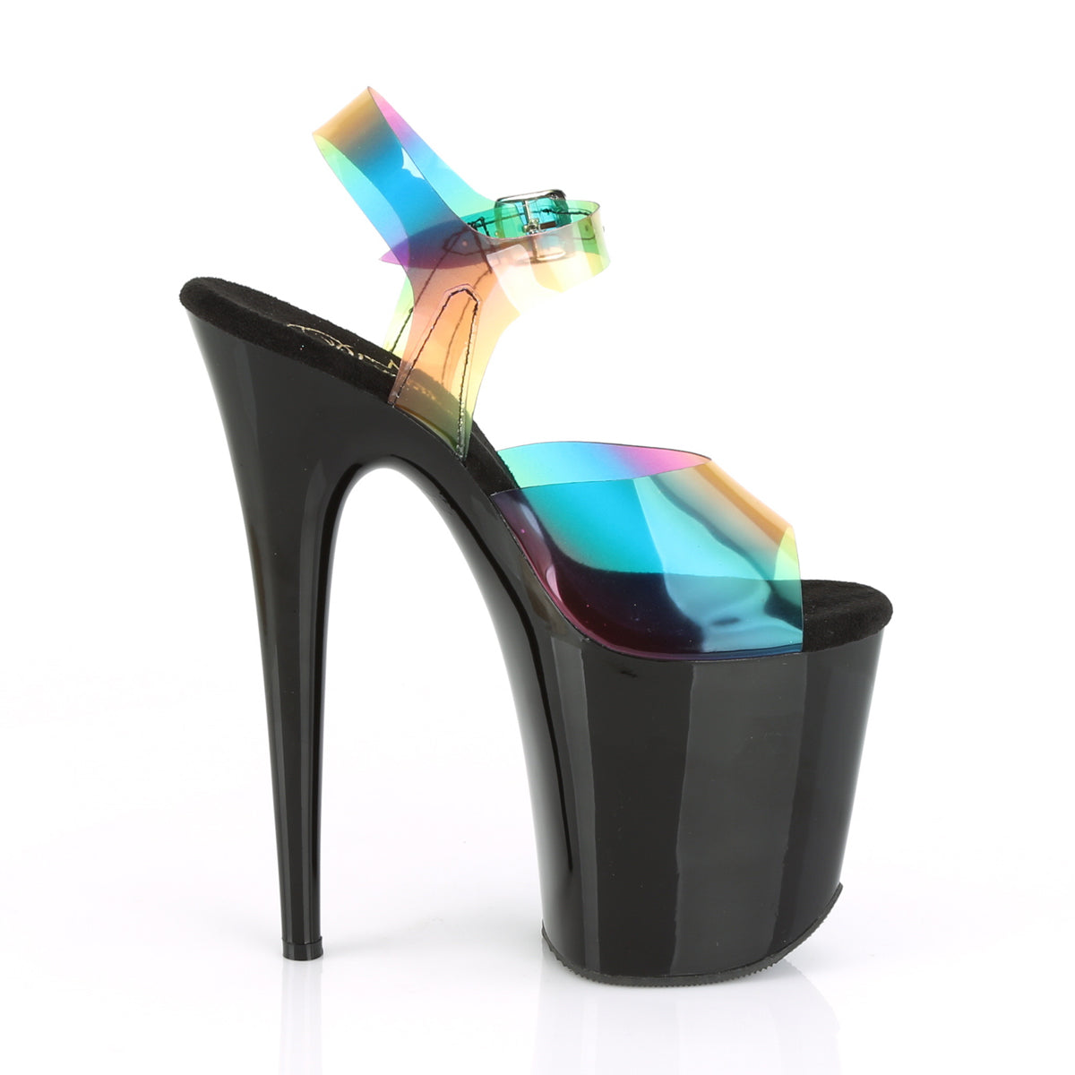 FLAMINGO-808RB Pleaser Rainbow PVC/Black Platform Shoes [Exotic Dancing Shoes]