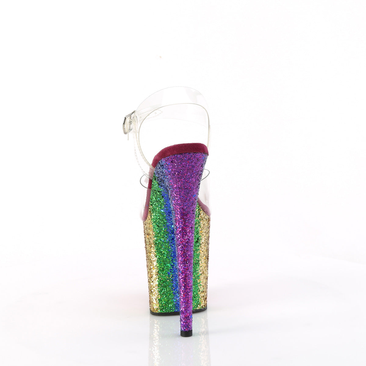 FLAMINGO-808RBG Pleaser Clear/Rainbow Glitter Platform Shoes [Exotic Dancing Shoes]