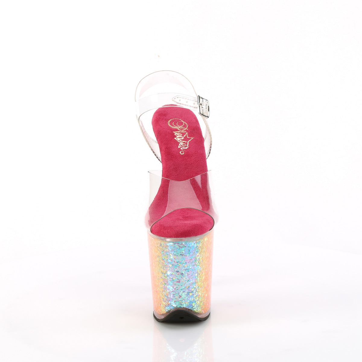 FLAMINGO-808RG-02 Pleaser Clear/Rainbow Confetti Platform Shoes [Exotic Dancing Shoes]