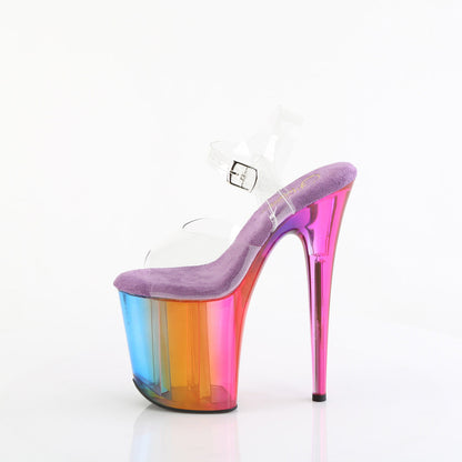 FLAMINGO-808RMT Pleaser Clear/Rainbow Misty Tinted Sexy Platform Shoes (Pole Dancing Heels)