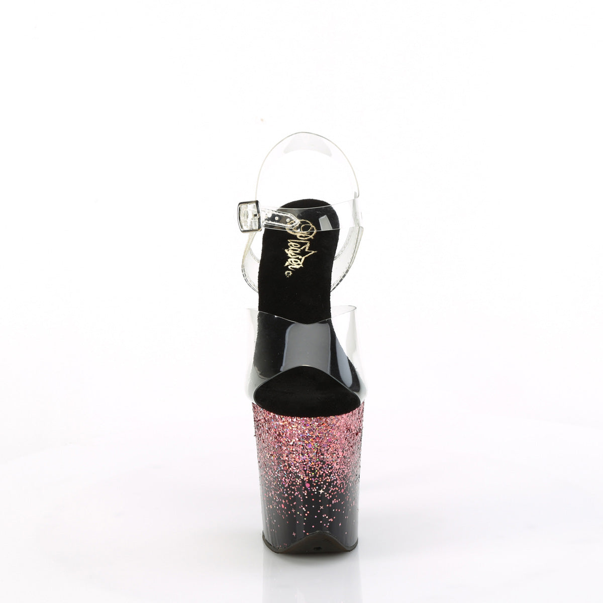 FLAMINGO-808SS Pleaser Clear/Black-Pink Multi Glitter Platform Shoes [Exotic Dancing Shoes]