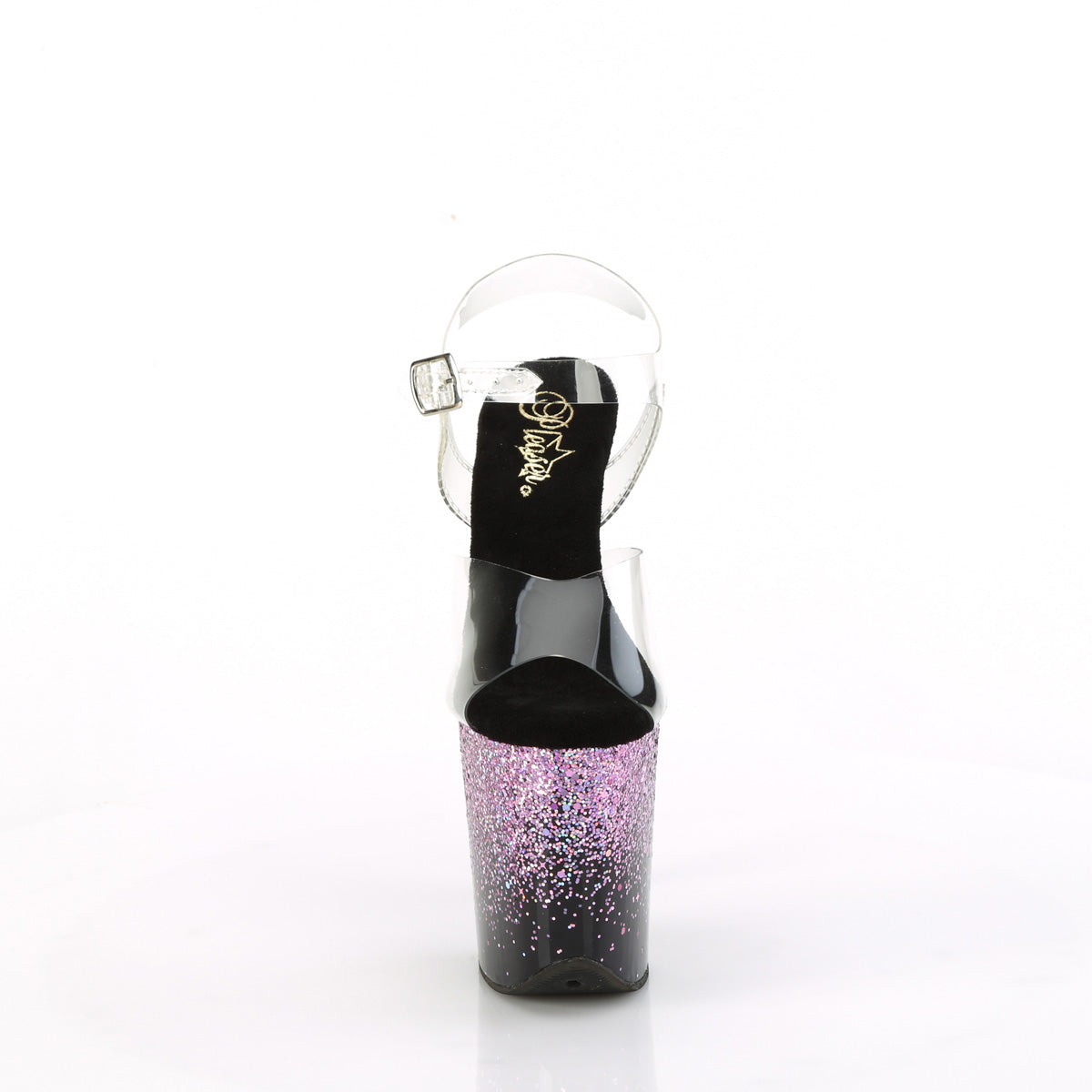 FLAMINGO-808SS Pleaser Clear/Black-Purple Multi Glitter Platform Shoes [Exotic Dancing Shoes]