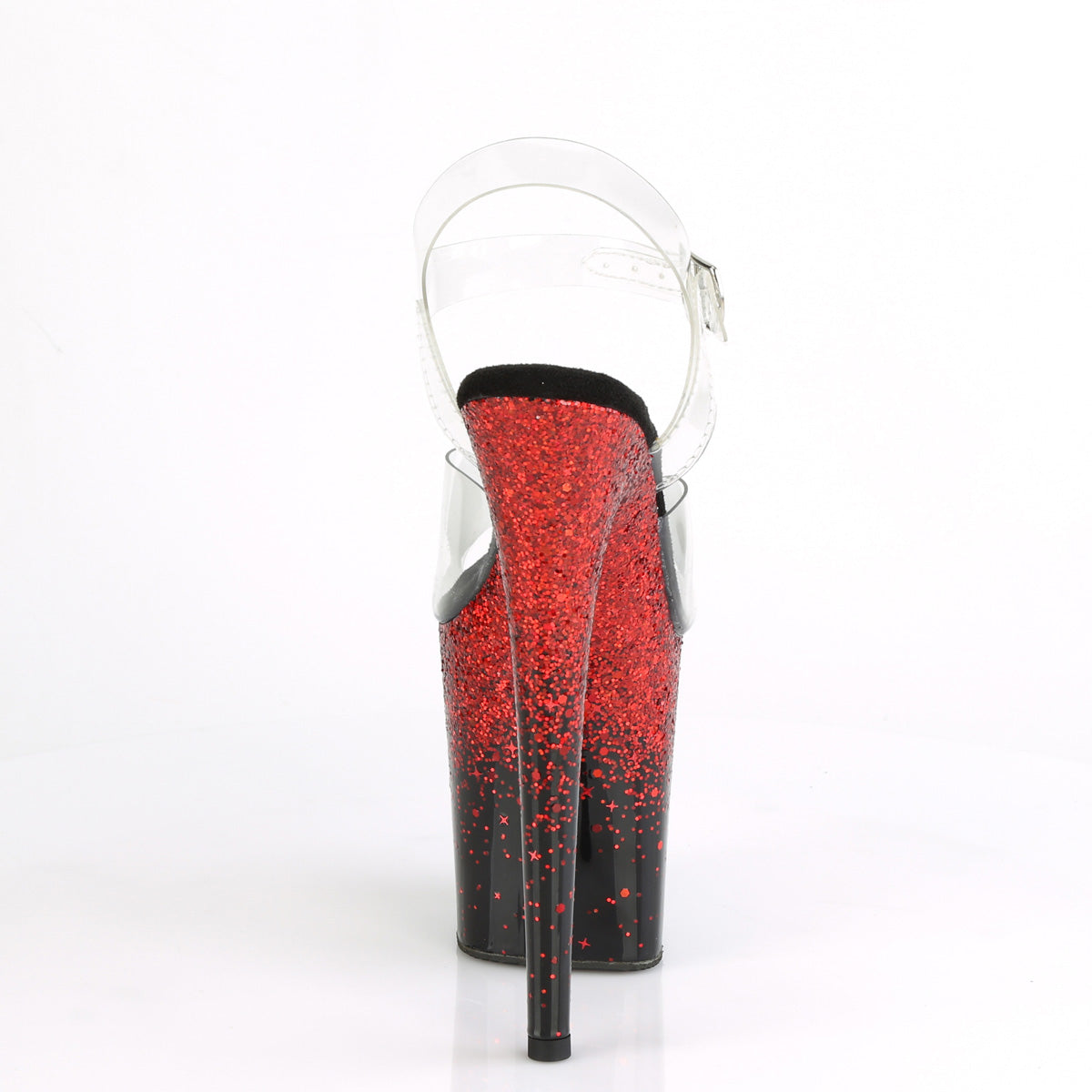 FLAMINGO-808SS Pleaser Clear/Black-Red Multi Glitter Platform Shoes [Exotic Dancing Shoes]