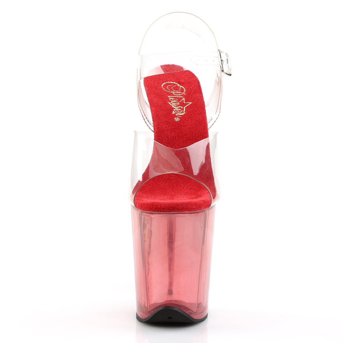 FLAMINGO-808T Pleaser Clear/Red Tinted Platform Shoes [Exotic Dancing Shoes]