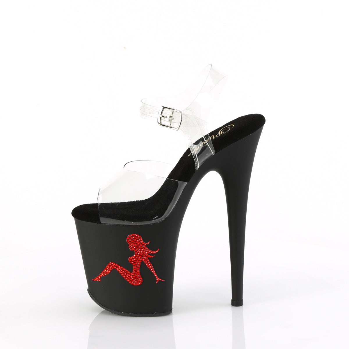 FLAMINGO-808TGRS Pleaser Clear/Black-Red Platform Shoes [Exotic Dancing Shoes]