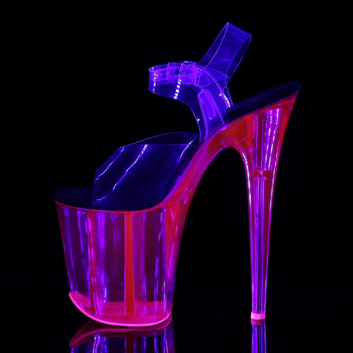 FLAMINGO-808UVT Pleaser Clear/H Pink Tinted Platform Shoes [Exotic Dancing Shoes]
