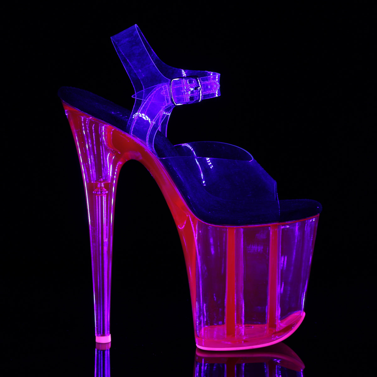 FLAMINGO-808UVT Pleaser Clear/H Pink Tinted Platform Shoes [Exotic Dancing Shoes]