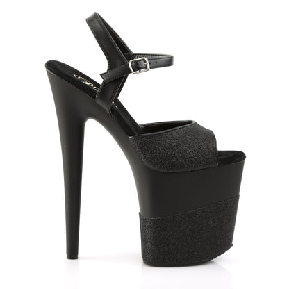 FLAMINGO-809-2G Pleaser Black Glitter Sexy Platform Shoes (Pole Dancing Heels)