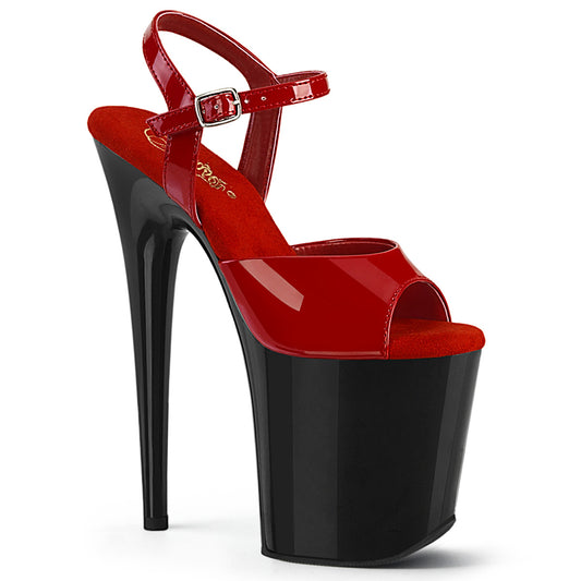 FLAMINGO-809 Strippers Heels Pleaser Platforms (Exotic Dancing) Red Pat/Blk