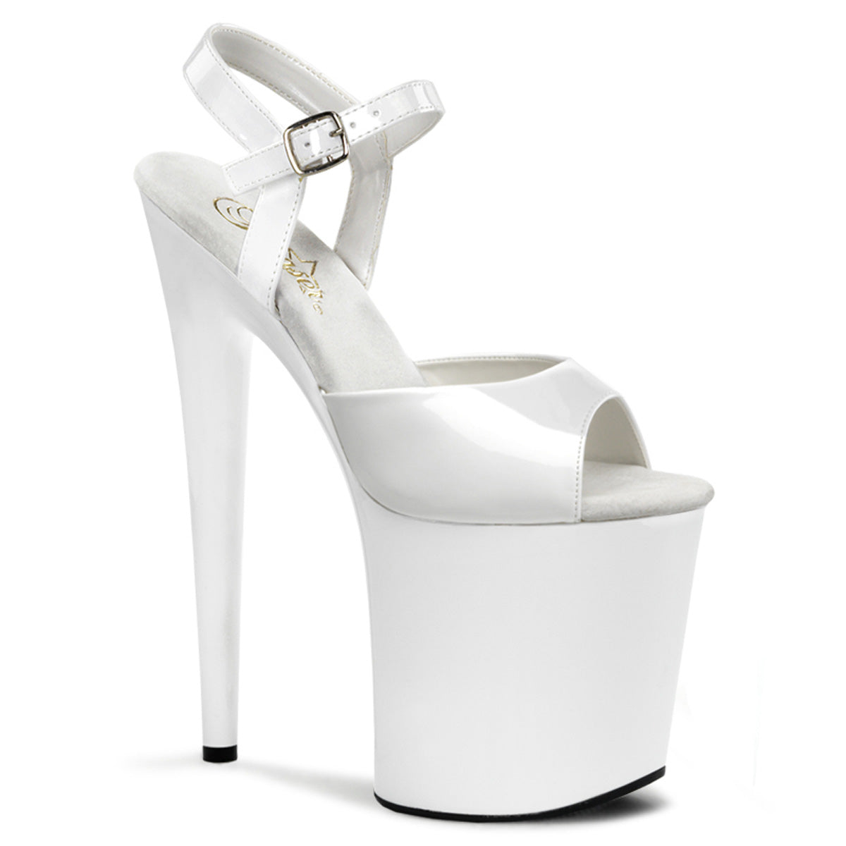 FLAMINGO-809 Strippers Heels Pleaser Platforms (Exotic Dancing) Wht Pat/Wht