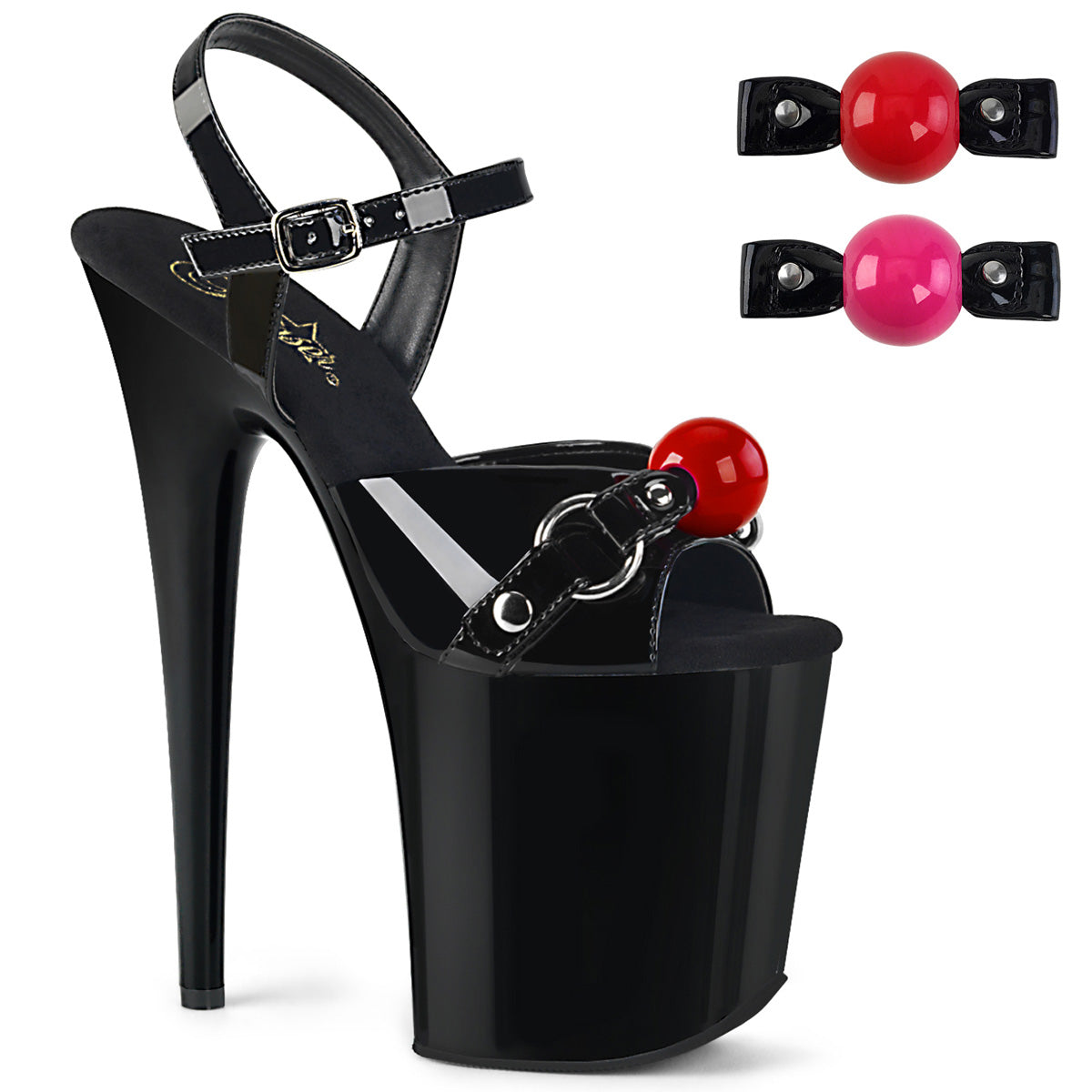 FLAMINGO-809GB Strippers Heels Pleaser Platforms (Exotic Dancing) Blk Pat/Blk