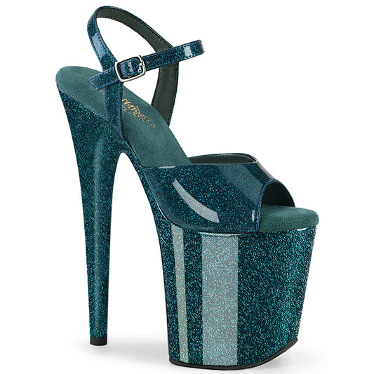 FLAMINGO-809GP Pleaser Teal Glitter Patent Platform Shoes [Exotic Dancing Shoes]