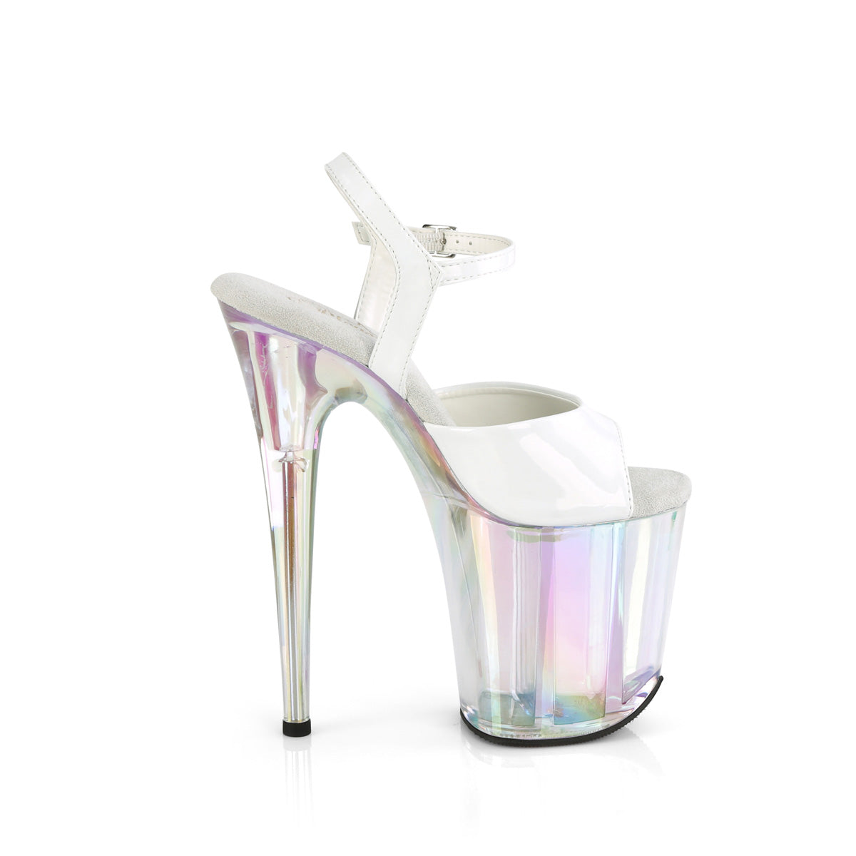 FLAMINGO-809HT Pleaser White Holo Patent/Holo Tinted Platform Shoes [Exotic Dancing Shoes]