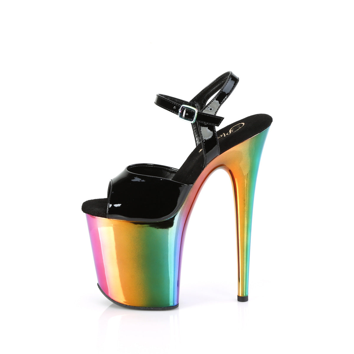 FLAMINGO-809RC Pleaser Black Patent/Rainbow Chrome Platform Shoes [Exotic Dancing Shoes]