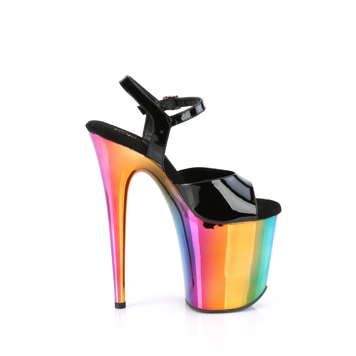 FLAMINGO-809RC Pleaser Black Patent/Rainbow Chrome Platform Shoes [Exotic Dancing Shoes]