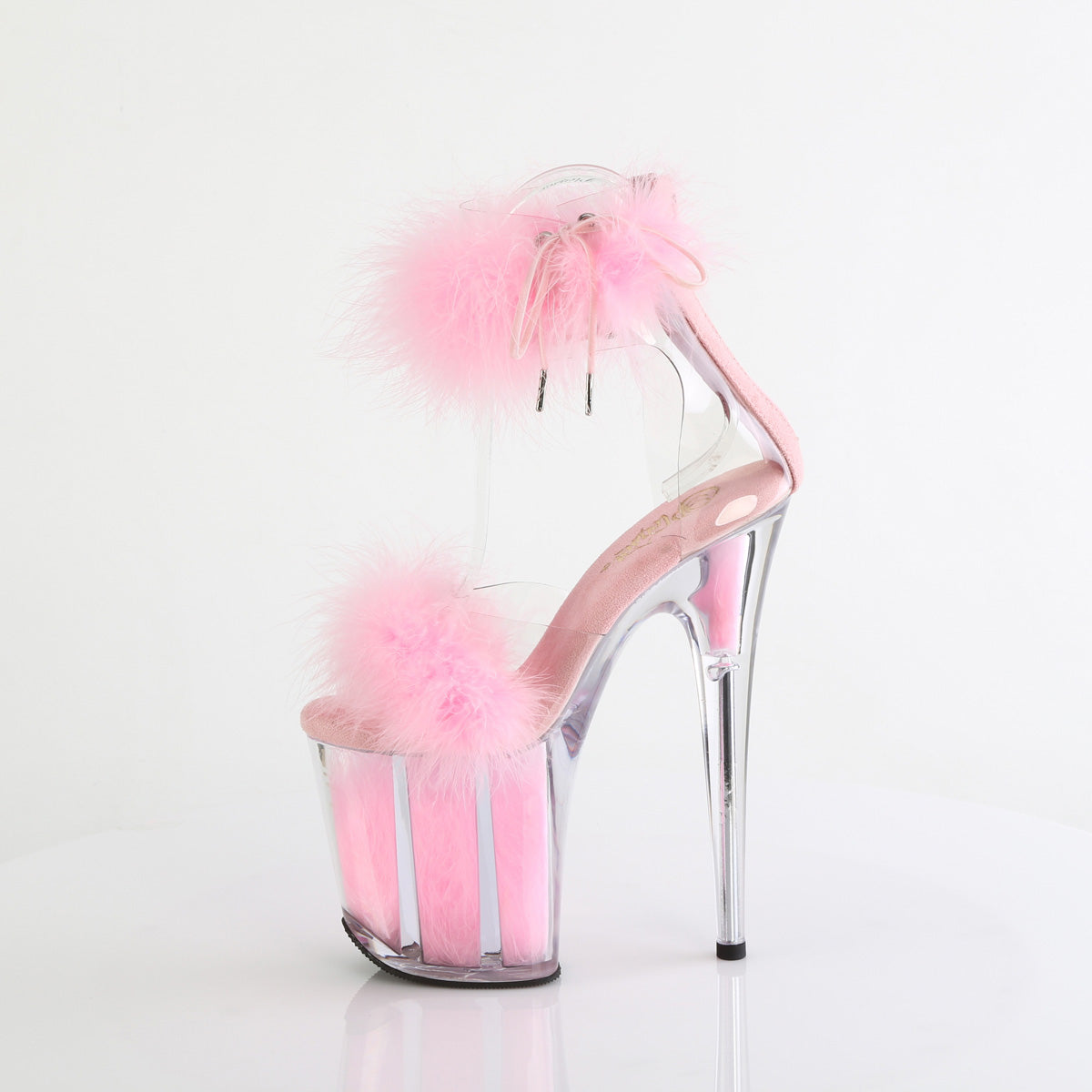 FLAMINGO-824F Pleaser Clear-B Pink Fur Platform Shoes [Exotic Dancing Shoes]