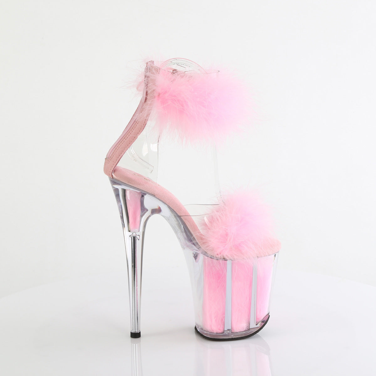 FLAMINGO-824F Pleaser Clear-B Pink Fur Platform Shoes [Exotic Dancing Shoes]