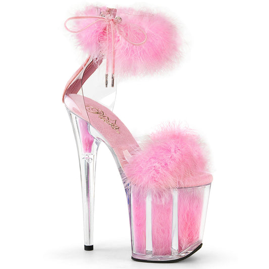 FLAMINGO-824F Pleaser Clear-B Pink Fur Platform Shoes [Exotic Dancing Shoes]