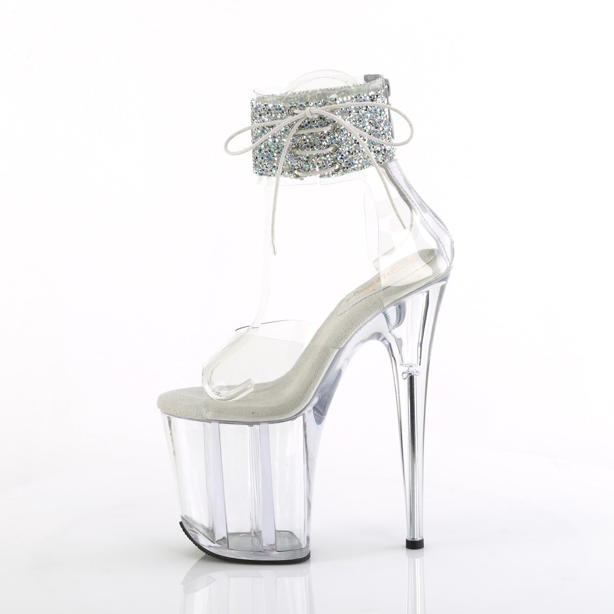 FLAMINGO-824RS-02 Pleaser Clear-Silver AB Rhinestones/Clear Platform Shoes [Exotic Dancing Shoes]