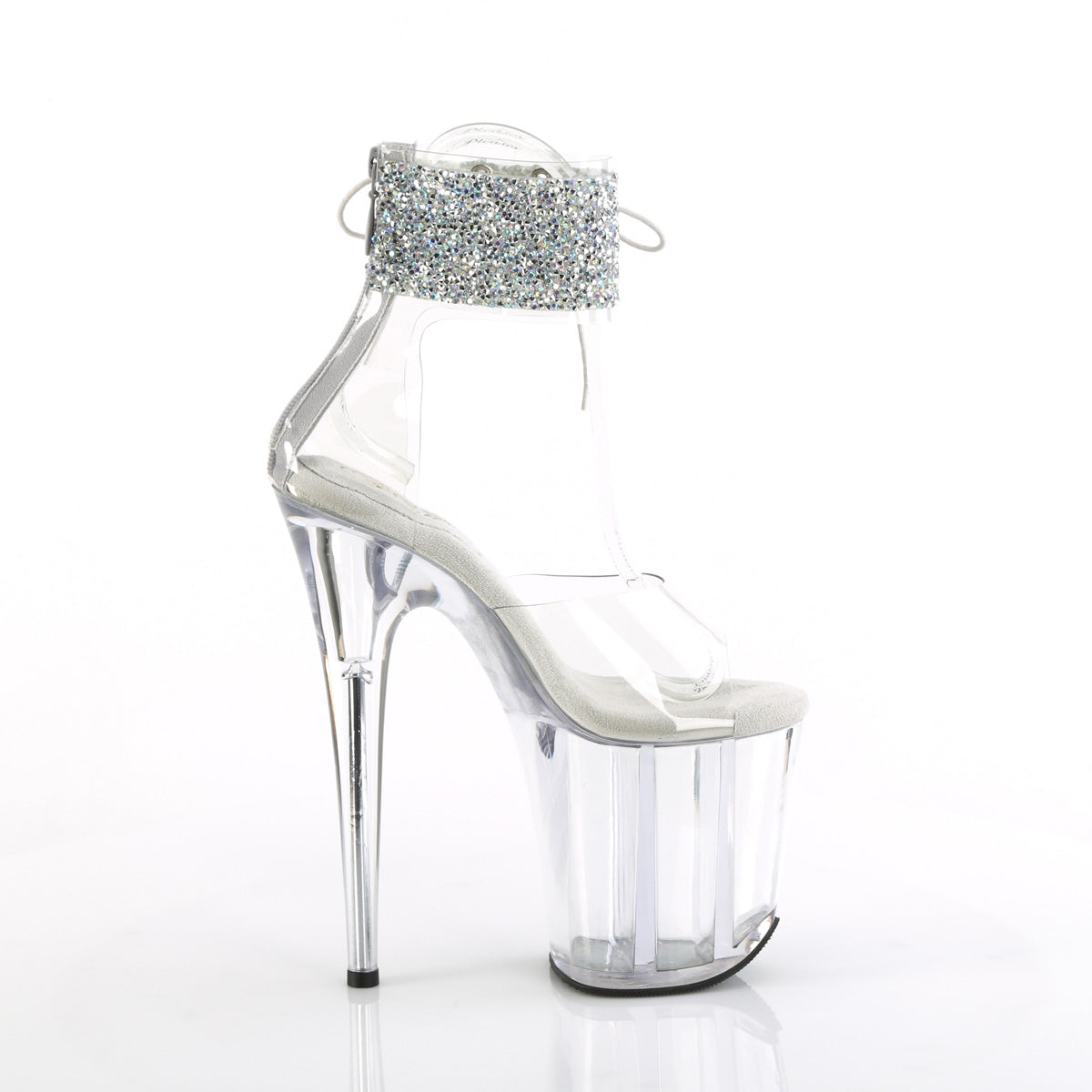 FLAMINGO-824RS-02 Pleaser Clear-Silver AB Rhinestones/Clear Platform Shoes [Exotic Dancing Shoes]