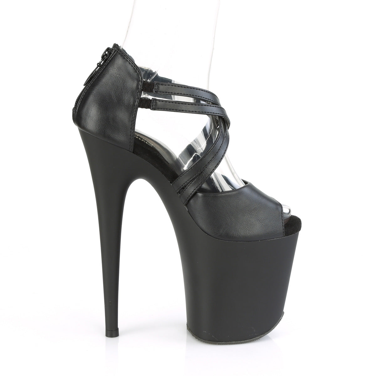 FLAMINGO-865 Pleaser Black Faux Leather/Black Matte Platform Shoes [Exotic Dancing Shoes]