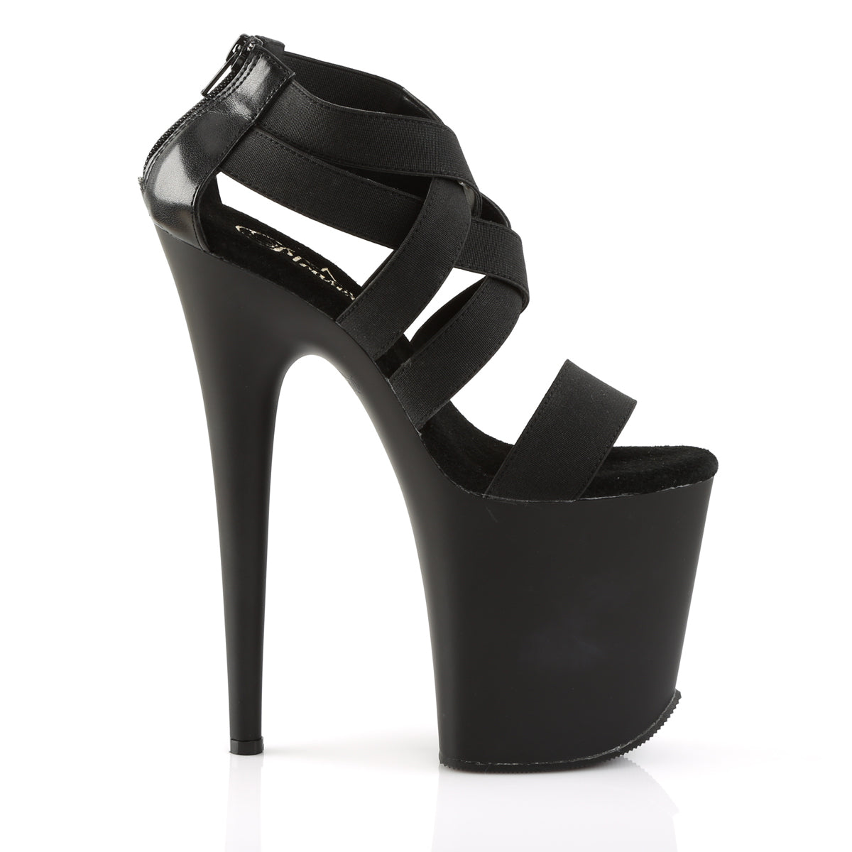 FLAMINGO-869 Pleaser Black Elastic Band-Faux Leather/Black Matte Platform Shoes [Exotic Dancing Shoes]