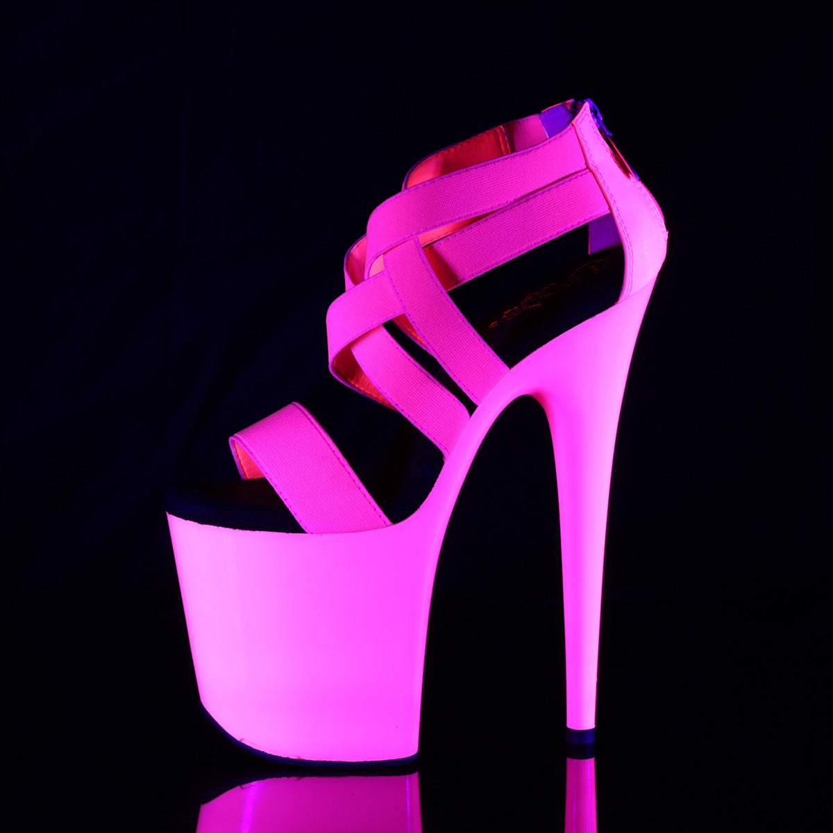FLAMINGO-869UV Pleaser Neon H Pink Elastic Band-Patent/Neon H Pink Platform Shoes [Exotic Dancing Shoes]