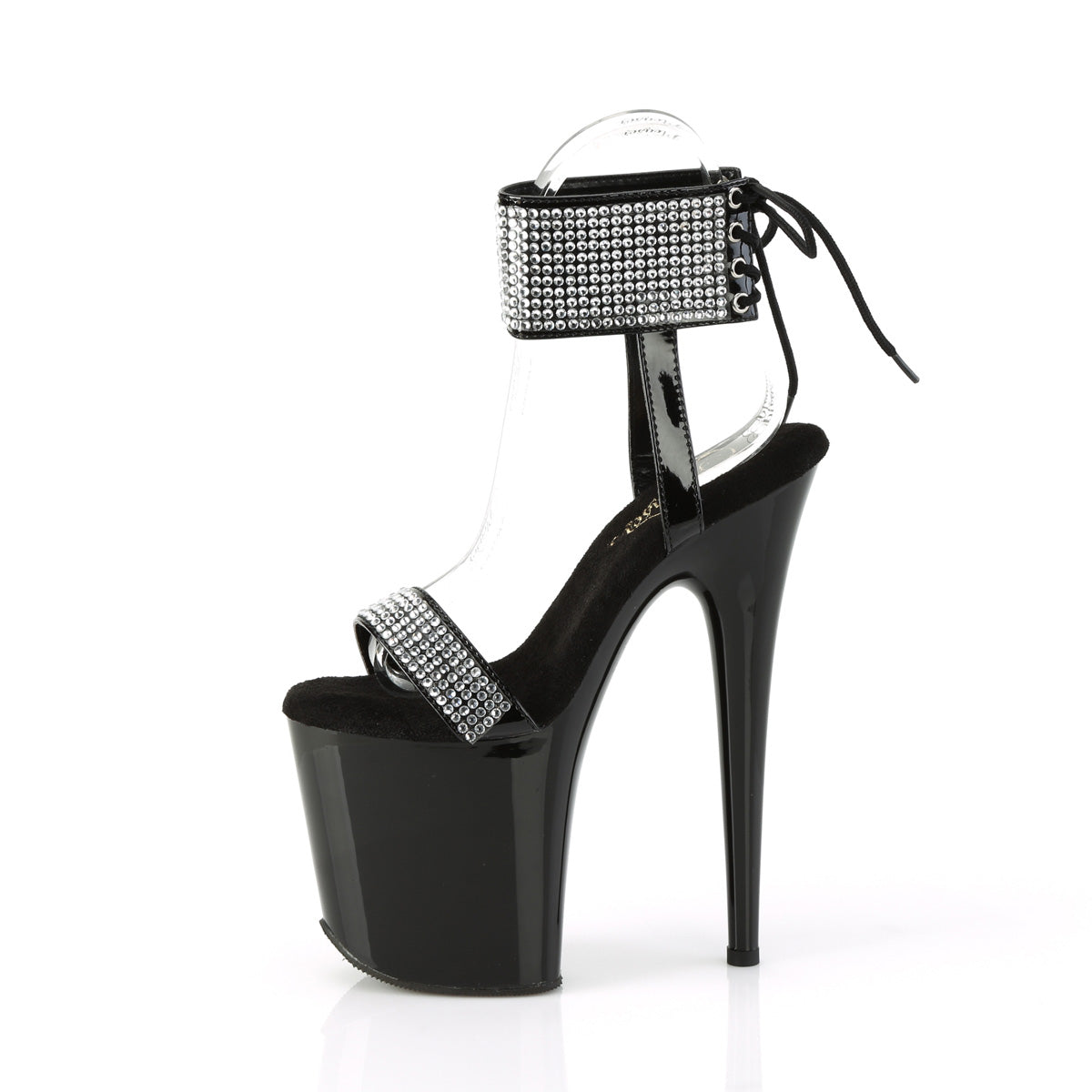 FLAMINGO-870 Pleaser Black Patent-Rhinestones/Black Platform Shoes [Exotic Dancing Shoes]