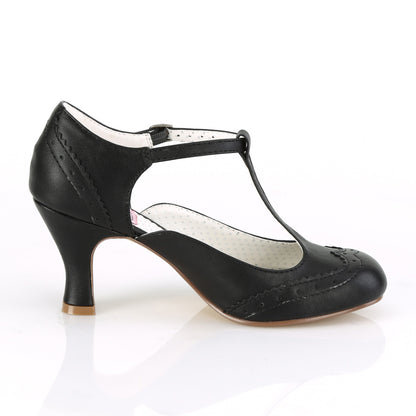 FLAPPER-26 Pin Up Couture Flapper Black PU Sexy Single Soles (Retro Heels)