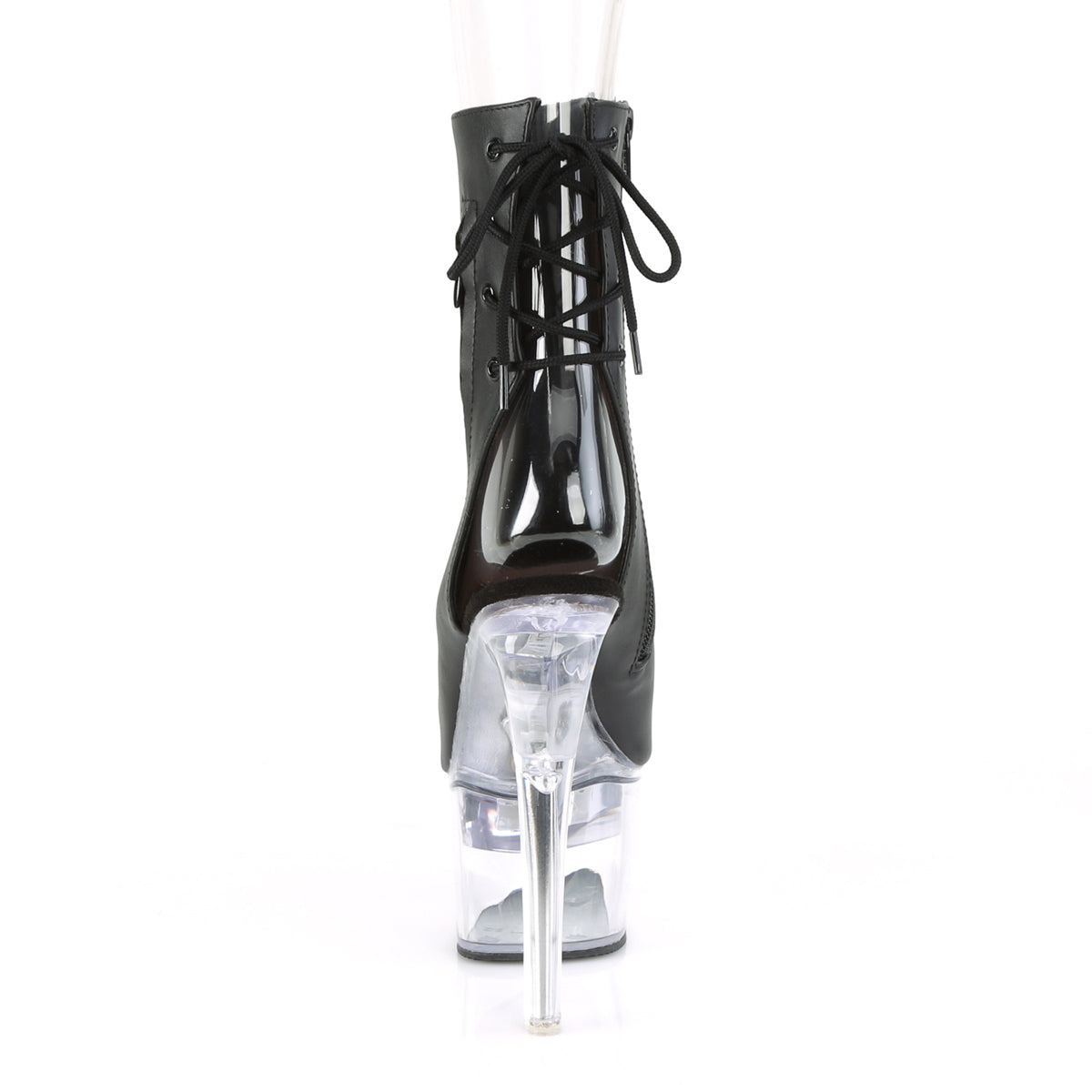 FLASHDANCE-1018-7 Pleaser Black Faux Leather/Clear Platform Shoes [Kinky Boots]