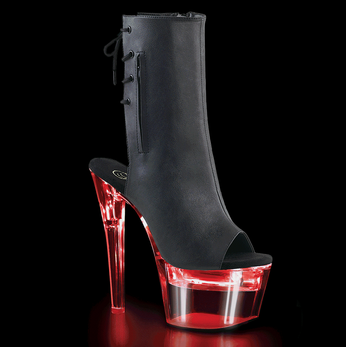 FLASHDANCE-1018-7 Strippers Heels Pleaser Platforms (Exotic Dancing) Blk Faux Leather/Clr