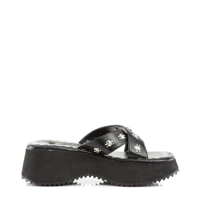 FLIP-05 DemoniaCult Black Vegan Leather Sexy Women's Sandals (Alternative Footwear)